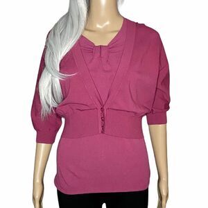 Vintage Armani Bubble Gum Pink Tank & Sweater Set Size Small Barbiecore